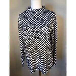 Brax Camilla Stand-up Collar Black & White Print Long Sleeve Top Size EU 44